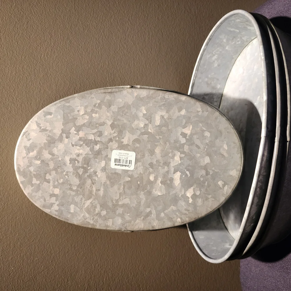4 Galvanized Metal Oval Hot Dog Baskets
